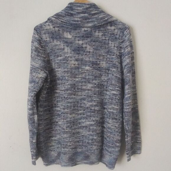 Draper's & Damon's Cowl Neck Sweater, Blue/White/Silver, Womens Large - Picture 6 of 6